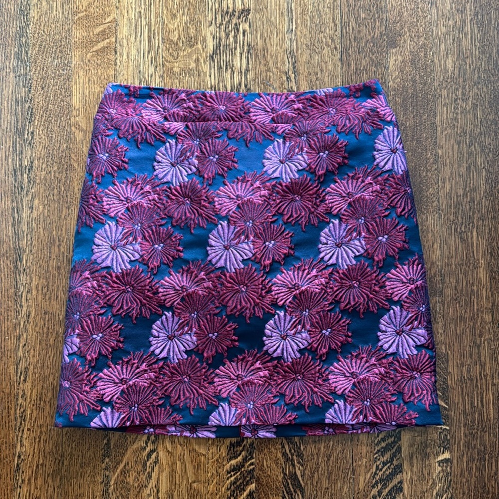 Nicole Miller purple and navy floral mini skirt